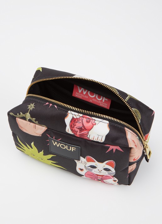 Wouf Fortuna toilettas met print - detail zwart