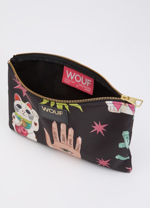 Wouf Fortuna toilettas met print - voorkant 2 zwart