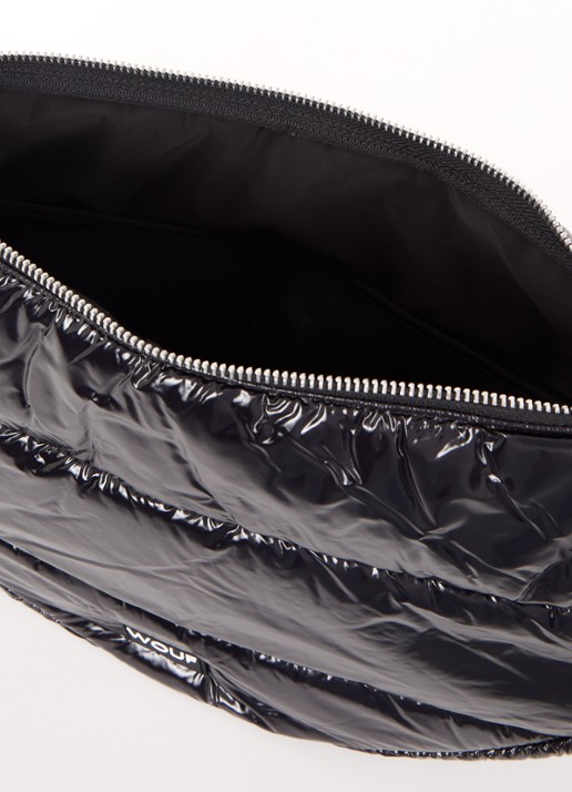 Wouf Glossy Large crossbodytas met quilt patroon en glanzende finish - detail 2 zwart