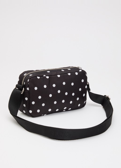 Wouf Grace Mini crossbodytas met stippenprint - achterkant zwart