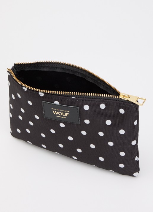 Wouf Grace toilettas met stippenprint - voorkant 2 zwart