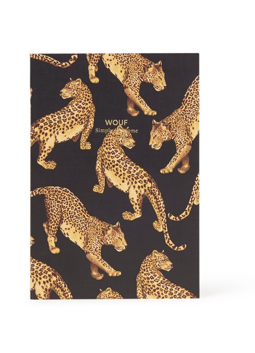 Wouf Leopard A5 gelineerd noititieboek - voorkant zwart