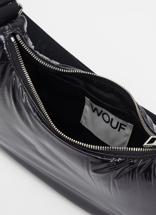 Wouf Night schoudertas met logo en verstelbare schouderriem - detail zwart