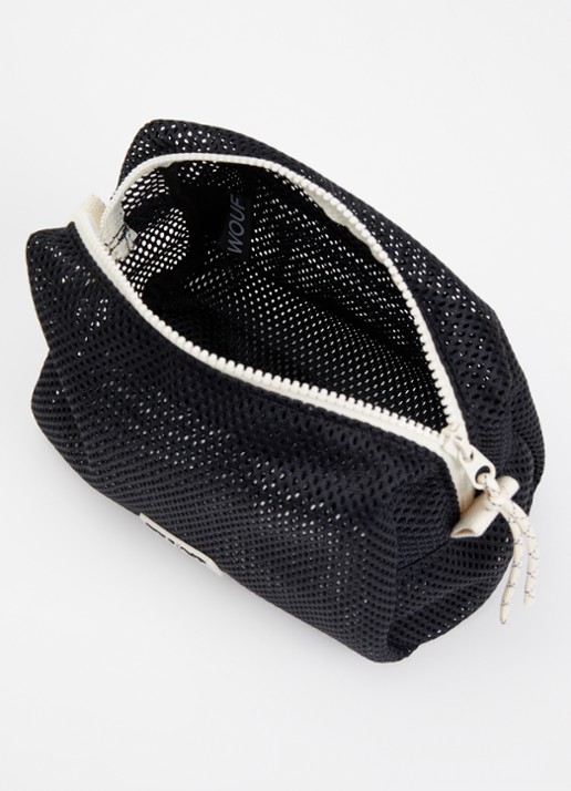 Wouf Onyx toilettas van mesh met logo  - detail 2 zwart