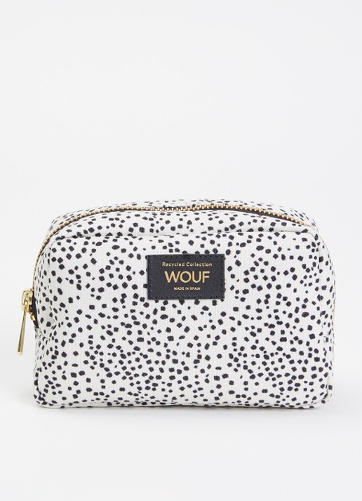 Wouf Panna make-up tas met print - voorkant gebroken wit