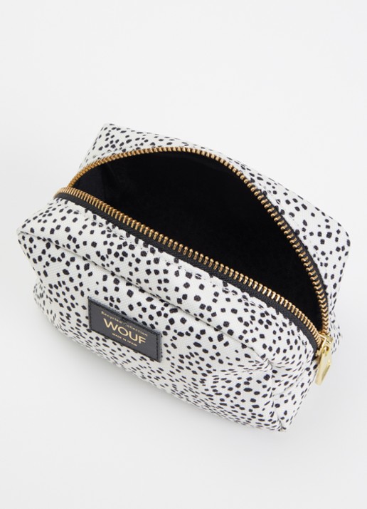 Wouf Panna make-up tas met print - voorkant 2 gebroken wit