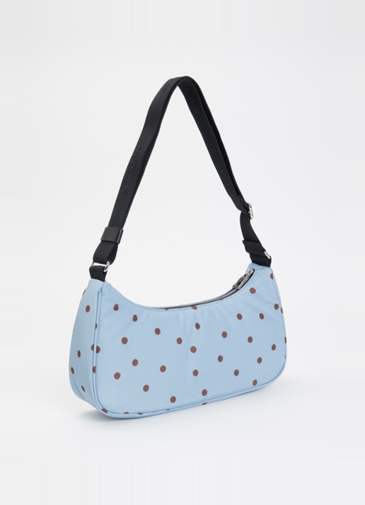 Wouf Polka crossbodytas met stippenprint - achterkant 4 lichtblauw