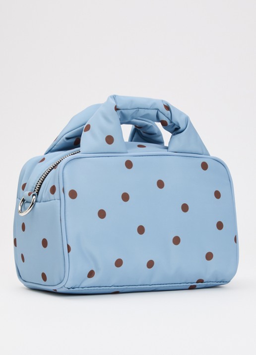 Wouf Polka handtas met stippenprint en afneembare schouderriem - achterkant 5 lichtblauw