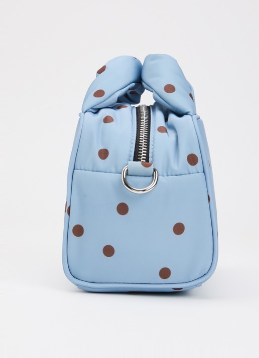Wouf Polka handtas met stippenprint en afneembare schouderriem - detail 3 lichtblauw