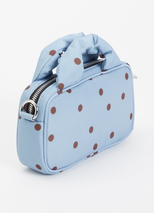 Wouf Polka mini handtas met afneembare schouderriem  - achterkant 5 blauwgrijs