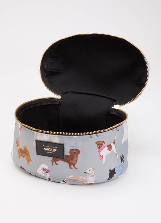 Wouf Puppy make-up tas met print - detail 2 lichtgrijs