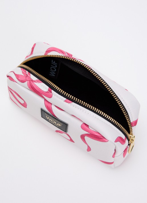 Wouf Rita pennenetui met print - voorkant 2 roze
