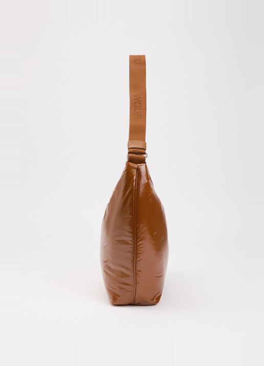 Wouf Sienna schoudertas met logo en verstelbare schouderriem - detail 3 roestbruin