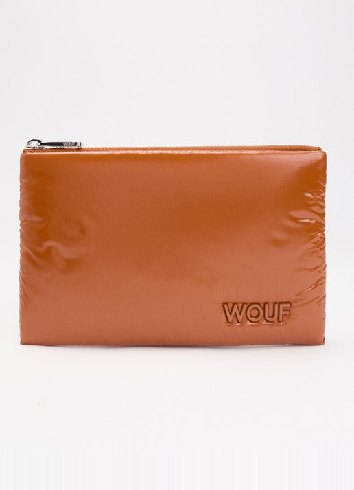 Wouf Sienna toilettas met logo - voorkant oranjebruin
