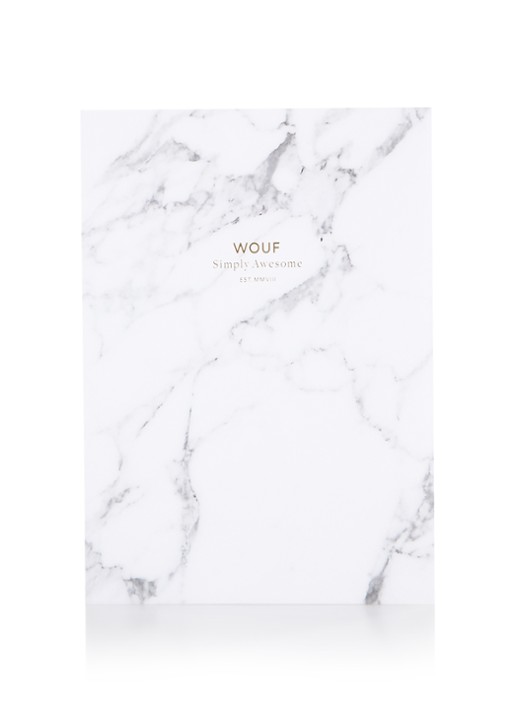 Wouf White Marble notitieboek A5 - voorkant wit
