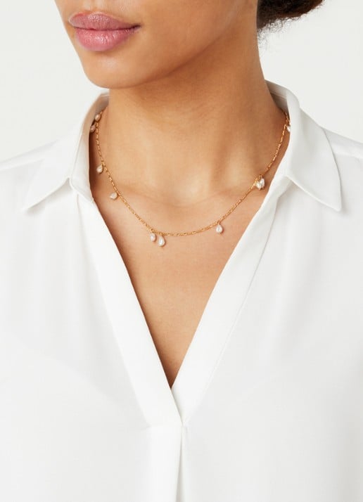 Wouters & Hendrix Fijne ketting met parels - voorkant 2 goud