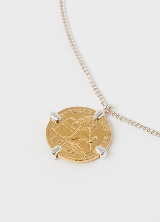 Wouters & Hendrix Ketting van sterling zilver met hanger - detail goud