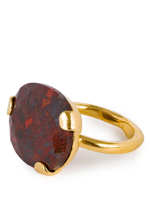Wouters & Hendrix Ring verguld met mosagaat - detail 3 geelgoud