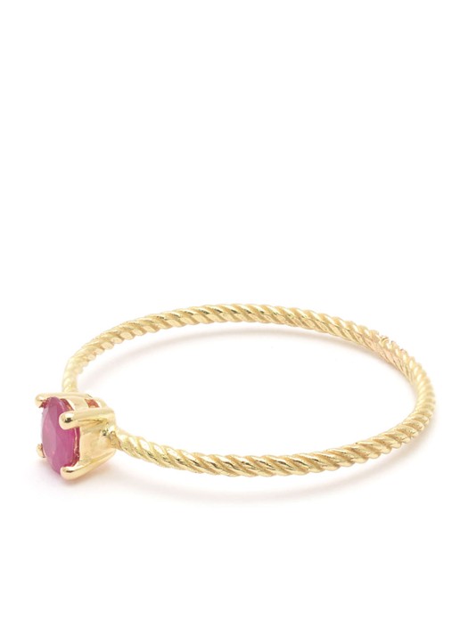 Wouters & Hendrix Twisted ring van 18 karaat geelgoud met robijn - detail 2 geelgoud