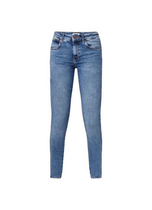 Wrangler Mid waist skinny jeans met medium wassing - voorkant indigo