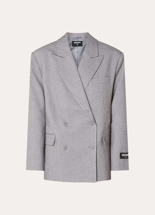 WRSTBHVR Amal oversized blazer met klepzakken - voorkant 2 grijsmele