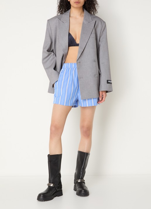 WRSTBHVR Amal oversized blazer met klepzakken - voorkant 3 grijsmele