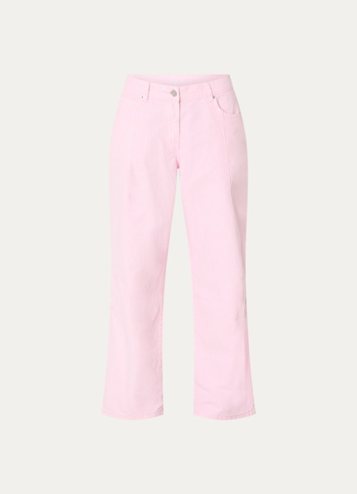 WRSTBHVR Bets mid waist loose fit jeans met gekleurde wassing - voorkant 4 lichtroze