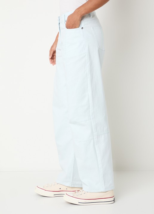 WRSTBHVR Bets mid waist straight fit jeans met gekleurde wassing - detail 5 lichtblauw