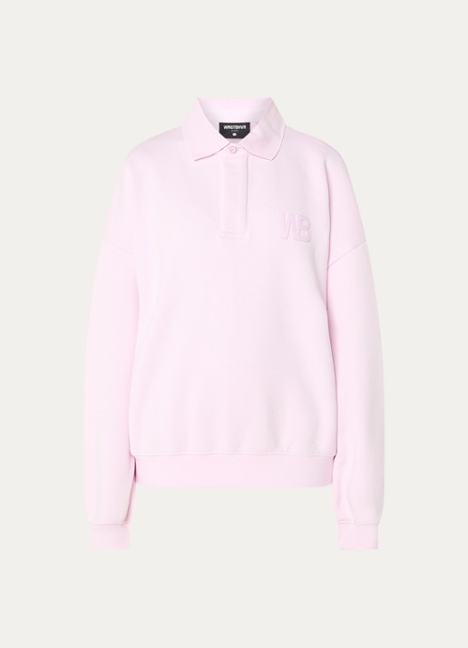 WRSTBHVR Frido sweater met polokraag en 3D logo - voorkant 3 lichtroze