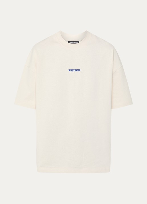 WRSTBHVR Garm T-shirt met logo- en backprint - voorkant gebroken wit