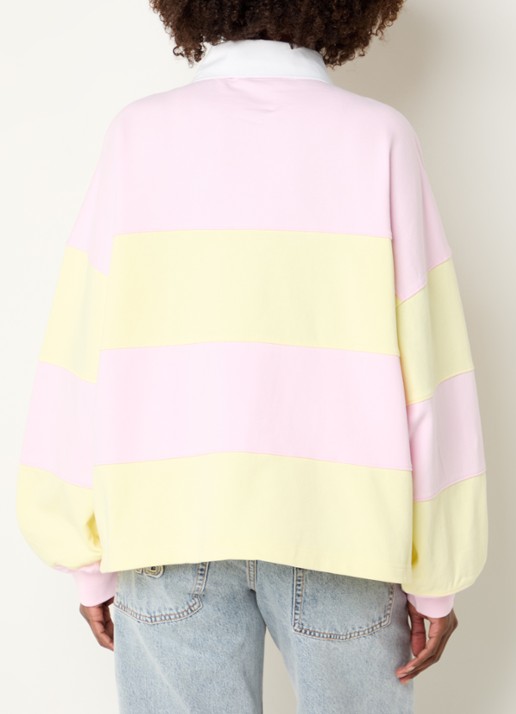 WRSTBHVR Geri sweater met streepprint en polokraag - achterkant lichtroze