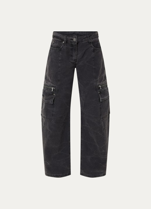 WRSTBHVR Kalia low waist wide leg jeans met gekleurde wassing - voorkant zwart