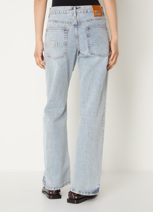 WRSTBHVR Maila mid waist straight leg jeans met lichte wassing - achterkant indigo