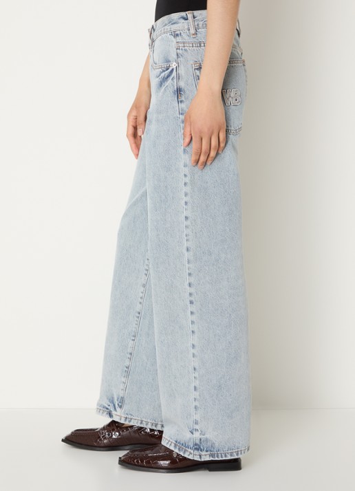 WRSTBHVR Maila mid waist straight leg jeans met lichte wassing - detail 5 indigo