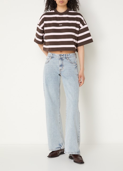 WRSTBHVR Maila mid waist straight leg jeans met lichte wassing - voorkant 3 indigo
