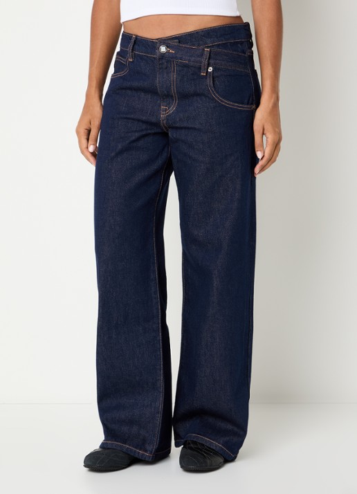 WRSTBHVR Meg mid waist wide fit jeans met donkere wassing