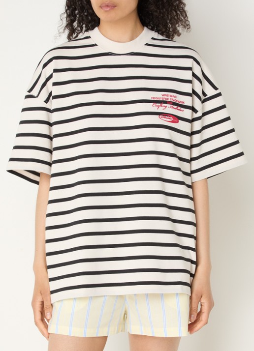 WRSTBHVR Rodolfo T-shirt met front- en backprint - achterkant gebroken wit