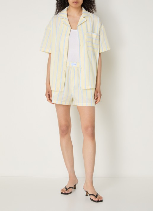 WRSTBHVR Tavi blouse met streepprint - voorkant 2 lichtgeel