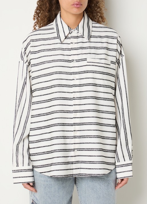 WRSTBHVR Tavi oversized blouse met streepprint en logo