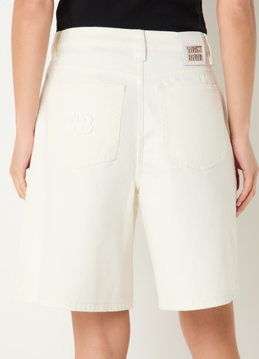 WRSTBHVR Yumi high waist wide leg korte broek van denim - achterkant gebroken wit