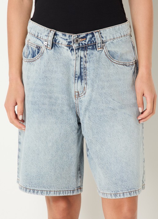 WRSTBHVR Yumi high waist wide leg korte broek van denim