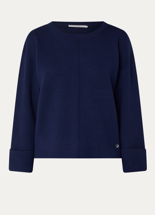Xandres Annalisa fijngebreide trui met ronde hals - voorkant 2 royalblauw