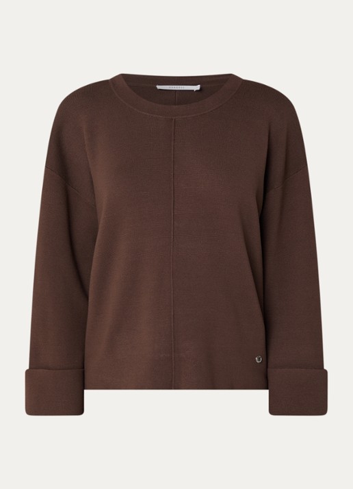 Xandres Annalisa sweater met ronde hals - voorkant 3 donkerbruin