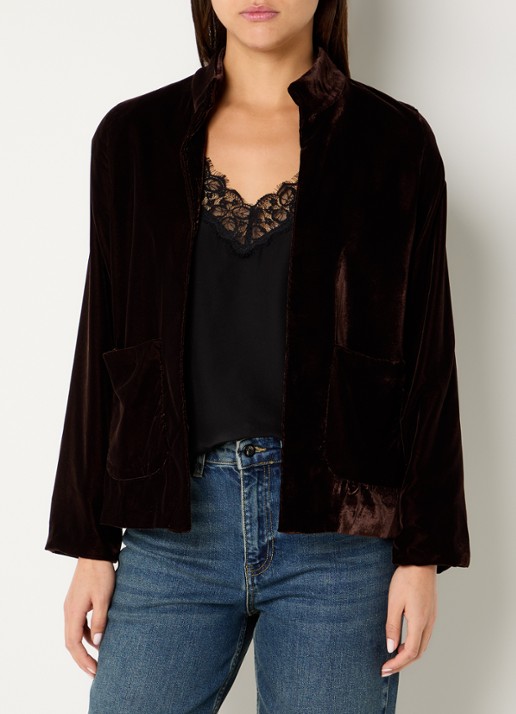 Xandres Babousch blazer van fluweel met opgestikte zakken