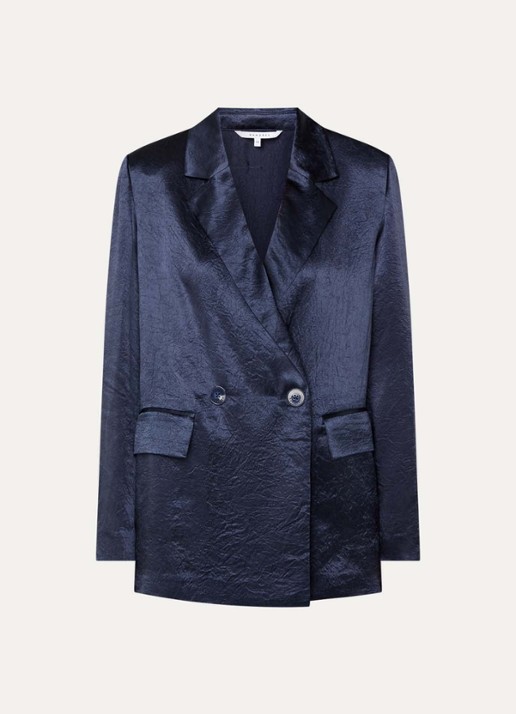 Xandres Bilia double-breasted blazer met klepzakken en metallic finish - voorkant 2 donkerblauw