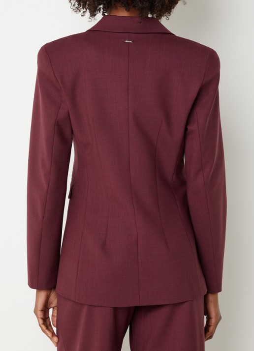 Xandres Blissia blazer in wolblend met klepzakken - achterkant 3 aubergine