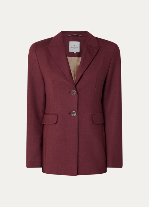 Xandres Blissia blazer in wolblend met klepzakken - voorkant aubergine