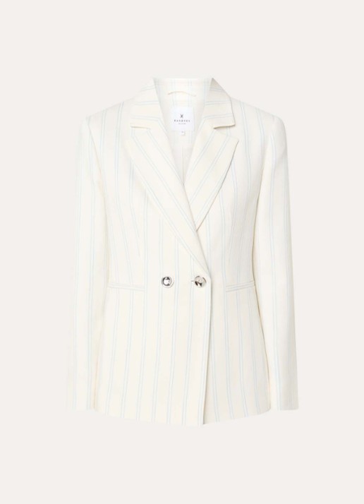 Xandres Blisso double-breasted blazer met krijtstreep - voorkant gebroken wit