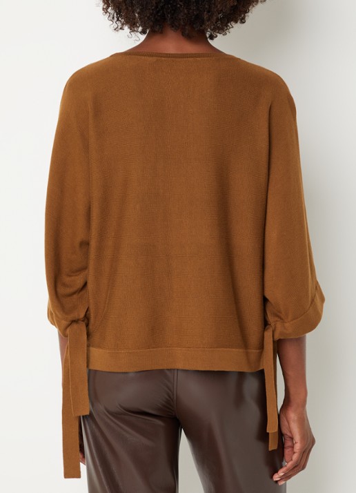 Xandres Fijngebreide pullover met ronde hals - achterkant 4 cognac