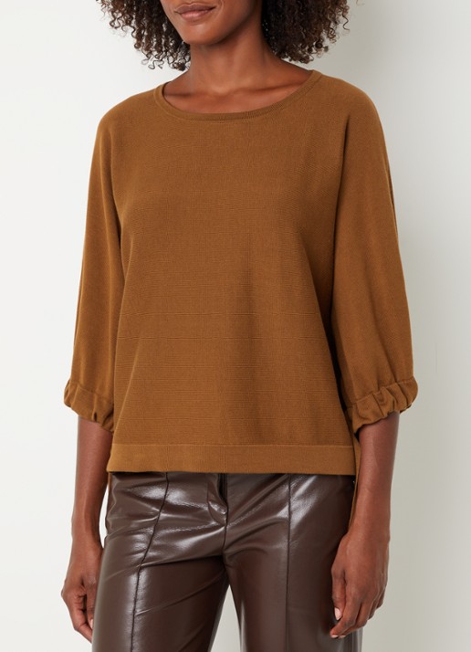 Xandres Fijngebreide pullover met ronde hals - detail 3 cognac
